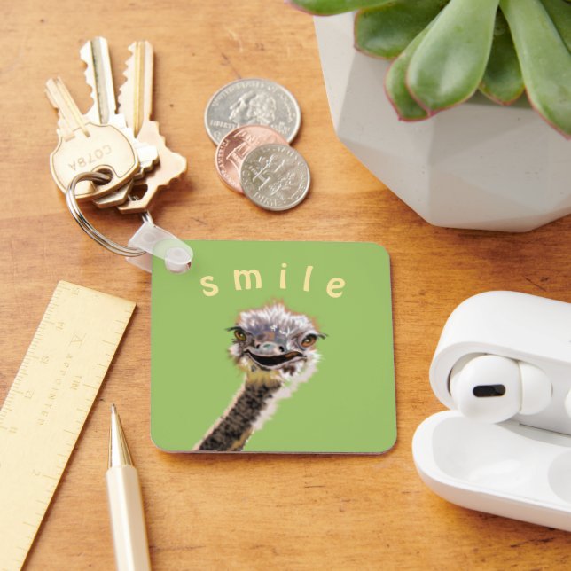 Happy Ostrich Keychain Gift - Smile (Desk)