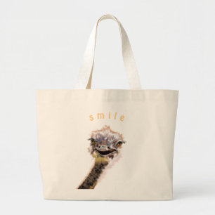Happy Ostrich Large Tote Bag