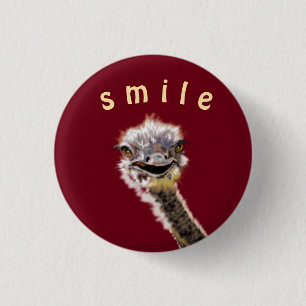 Happy Ostrich - Smile - Add Your Colour 3 Cm Round Badge