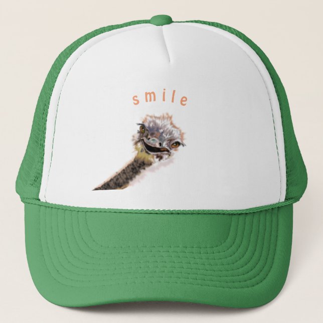 Happy Ostrich Trucker Hat (Front)