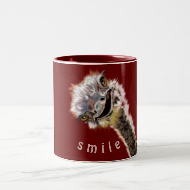 Happy Ostrich Two-Tone Coffee Mug (Center)