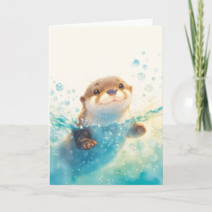 Happy Otter in an Aquatic Wonderland Card
