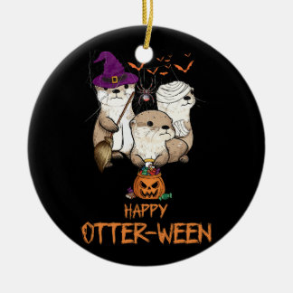 Happy Otter Ween Witch Lazy Halloween Costume Anim Ceramic Ornament