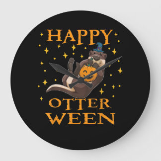 Happy Otterween Cute Sea Otter Halloween Costume Large Clock
