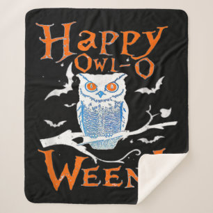 Happy Owl Funny Owl Halloween Costume Gift Sherpa Blanket
