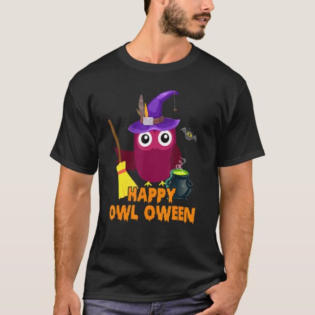 Happy Owl Oween Owl Lover Halloween Costume Boys G T-Shirt (Front)