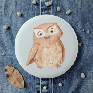Happy Owl Watercolor 6 Cm Round Badge