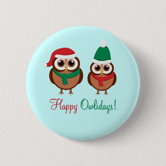 Happy Owlidays 6 Cm Round Badge