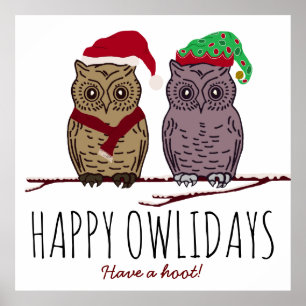 Happy Owlidays, Festive Poster