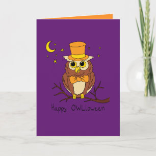 Happy Owloween - Funny Owl Halloween Greeting Card