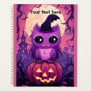 Happy Owloween Purple owl and pumpkin Planner
