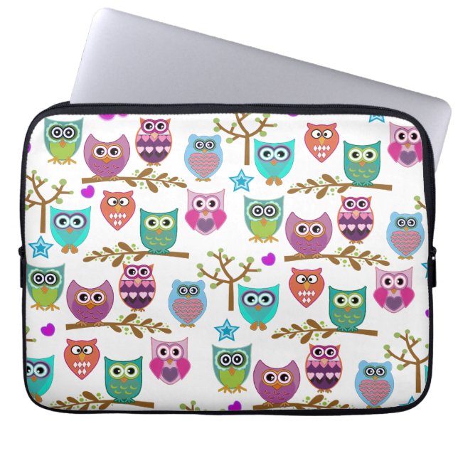 happy owls laptop sleeve (Front)