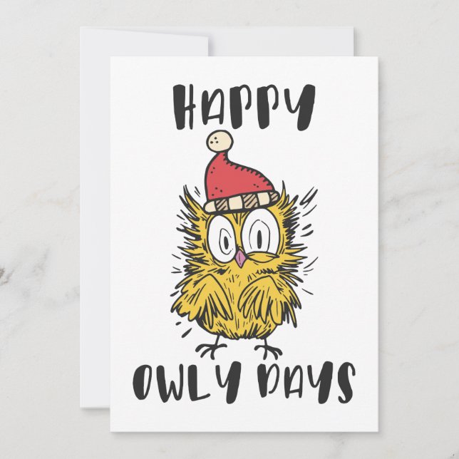 Happy Owly Days Funny Santa Owl Invitation (Front)