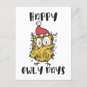 Happy Owly Days Funny Santa Owl Postcard