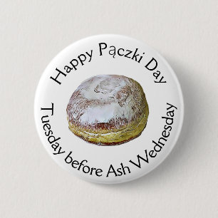 Happy Pączki Day Food Holiday 6 Cm Round Badge