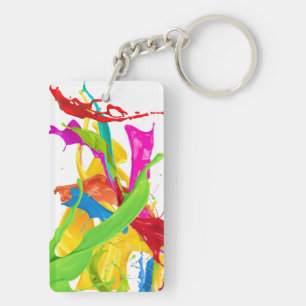 Happy Paint Splatter Key Ring