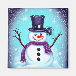 Happy Painted Snowman Magnet