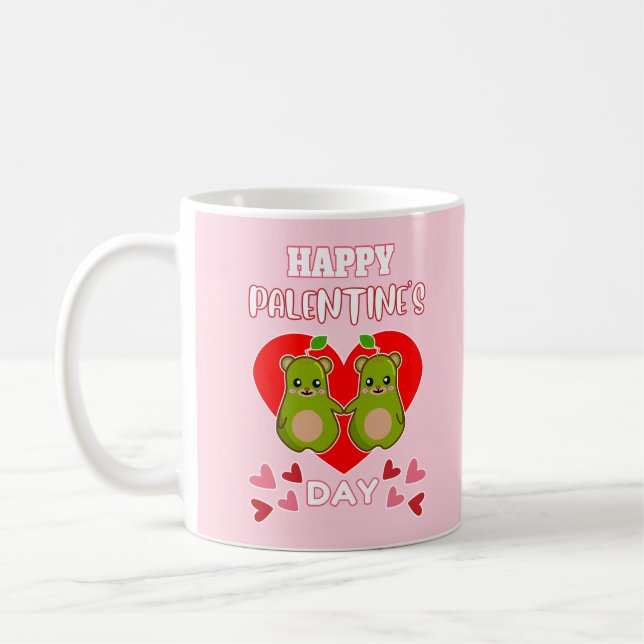 HAPPY PALENTINE'S DAY Cute Pear Bear Pair Coffee Mug (Left)