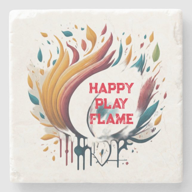 Happy Paly Flame Stone Coaster (Front)