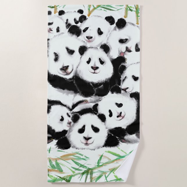 Happy Panda Beach Towel Funny (Front)