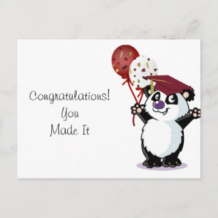Happy Panda Bear Graduate Postcard