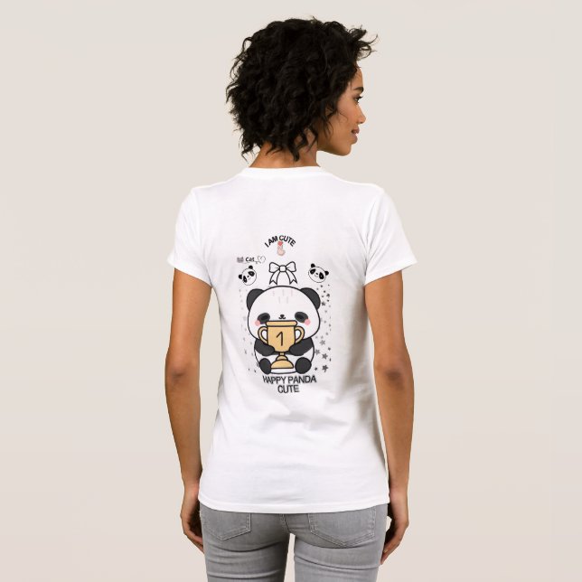 Happy Panda Cute T-Shirt – Adorable Smiling Panda  (Back Full)
