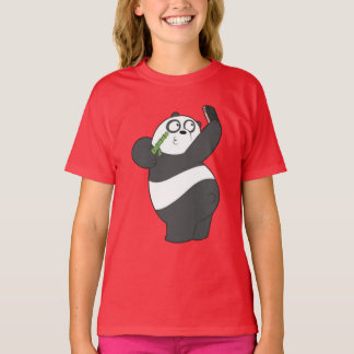 Happy Panda Dancing with Bamboo Kids T-Shirt