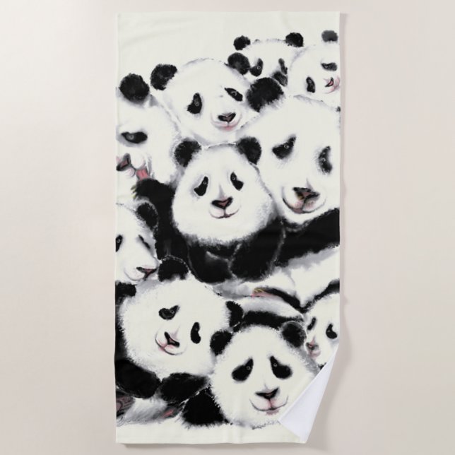 Happy Panda Funny Beach Towel (Front)