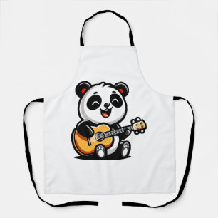 Happy Panda Guitarist - Cute Acoustic Music Design Apron