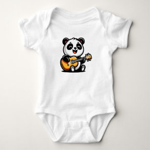 Happy Panda Guitarist - Cute Acoustic Music Design Baby Bodysuit