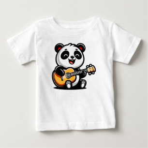 Happy Panda Guitarist - Cute Acoustic Music Design Baby T-Shirt