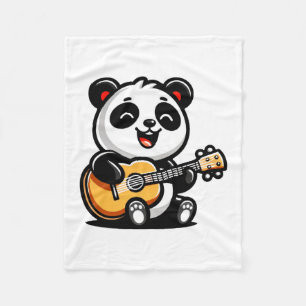 Happy Panda Guitarist - Cute Acoustic Music Design Fleece Blanket