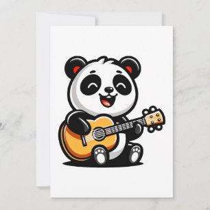 Happy Panda Guitarist - Cute Acoustic Music Design Holiday Card