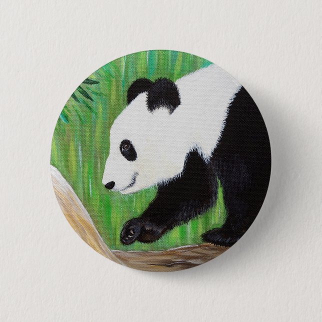Happy Panda Painting 6 Cm Round Badge (Front)