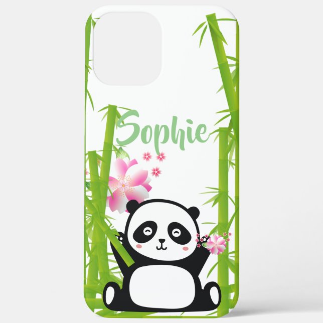 Happy Panda with Bamboo & Cherry Blossom Case-Mate iPhone Case (Back)