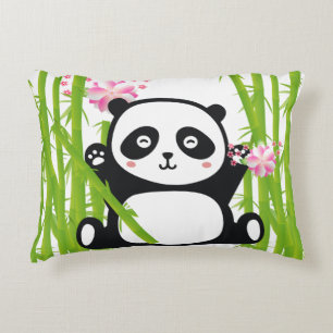 Happy Panda with Bamboo & Cherry Blossom Decorative Cushion