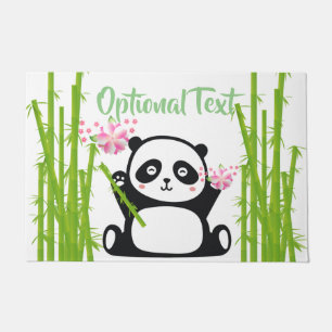 Happy Panda with Bamboo & Cherry Blossom Doormat