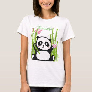 Happy Panda with Bamboo & Cherry Blossom T-Shirt