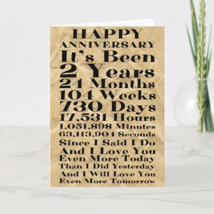 Happy Paper 2nd Wedding Anniversary Card