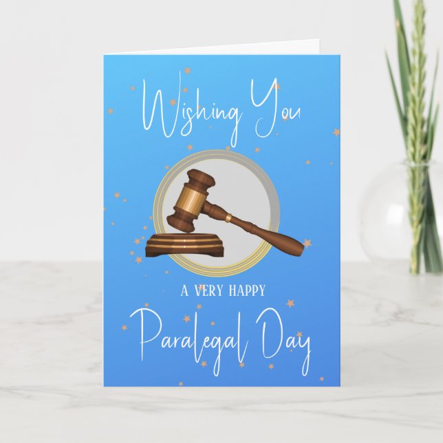 Happy Paralegal Day with Gavel and Sounding Block Card (Front)