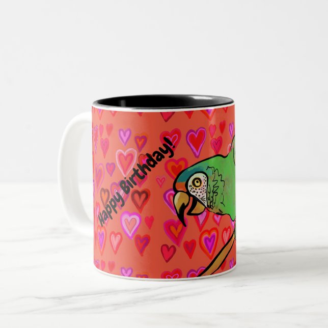 Happy parrot  Two-Tone coffee mug (Front Left)