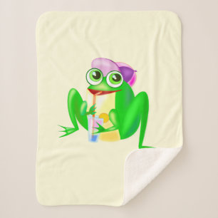 Happy Party Frog Baby Sherpa Blanket - Your Colors