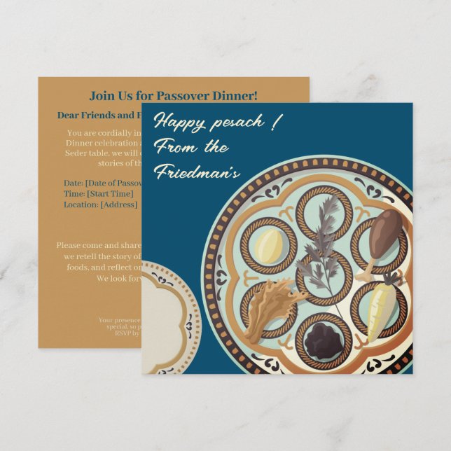 Happy Passover| Beautiful Seder Pesach Invitation (Front/Back)