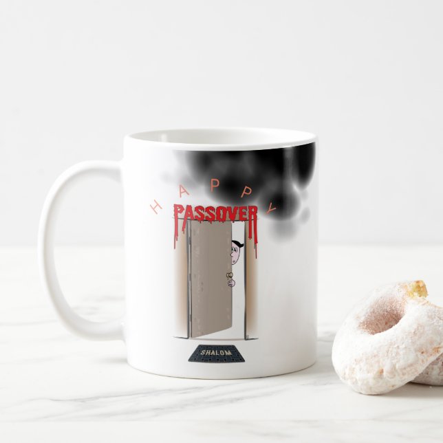 Happy Passover Cartoon Coffee Mug (With Donut)
