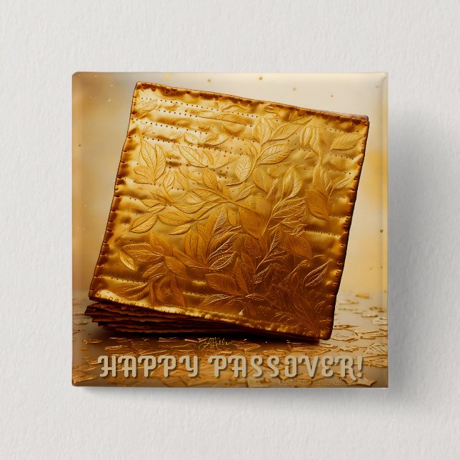 Happy Passover! Golden Matzah 15 Cm Square Badge (Front)