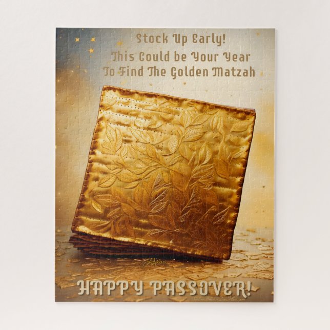 Happy Passover! Golden Matzah Jigsaw Puzzle (Vertical)