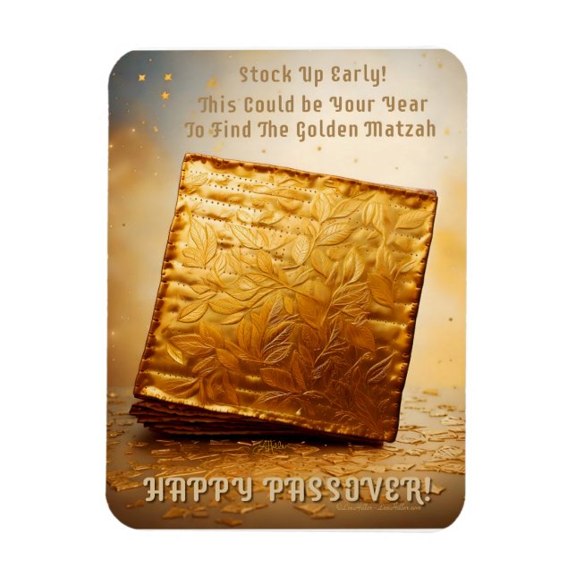 Happy Passover! Golden Matzah Magnet (Vertical)