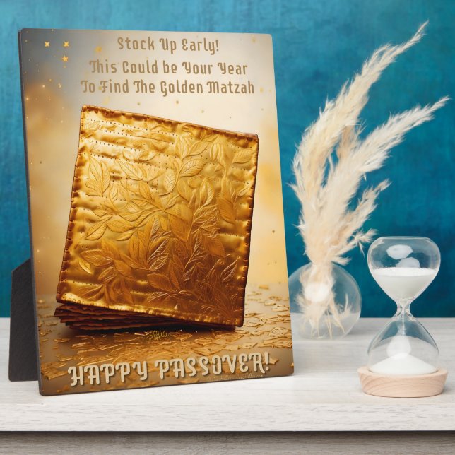 Happy Passover! Golden Matzah Plaque (Side)