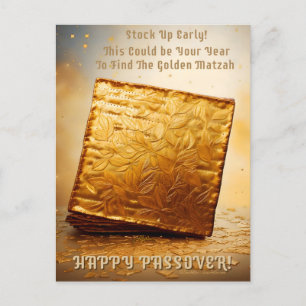 Happy Passover! Golden Matzah Postcard