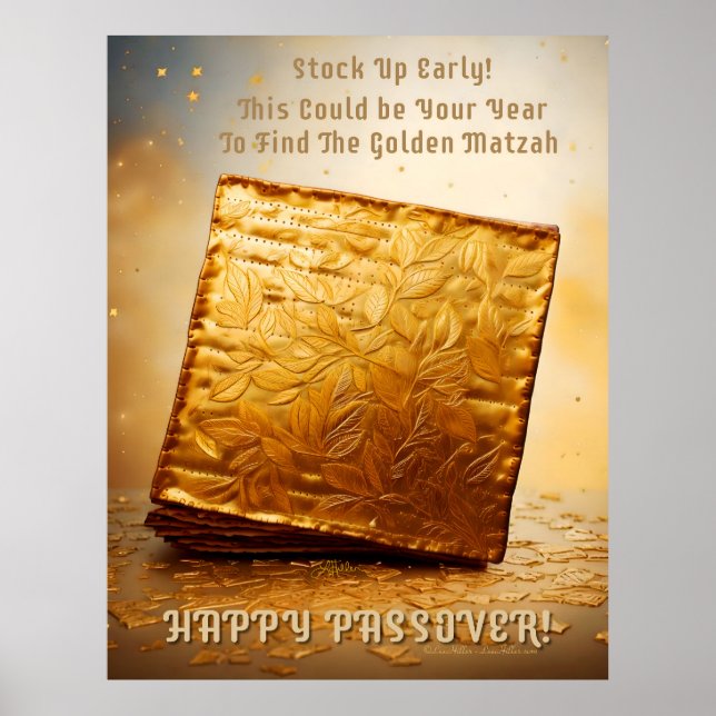 Happy Passover! Golden Matzah Poster (Front)